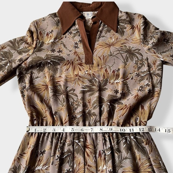 VINTAGE 60s-70s Dress dagger collar pleated midi fit & flare Cottagegore XS - Picture 15 of 16